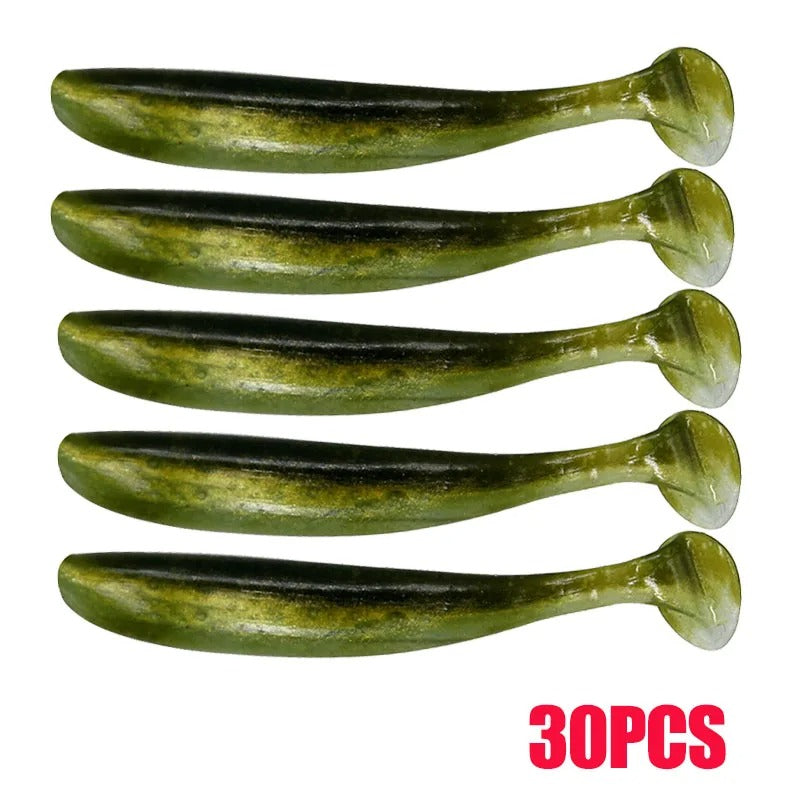 30pcs T Tail 70mm Shad Worm Soft Bait