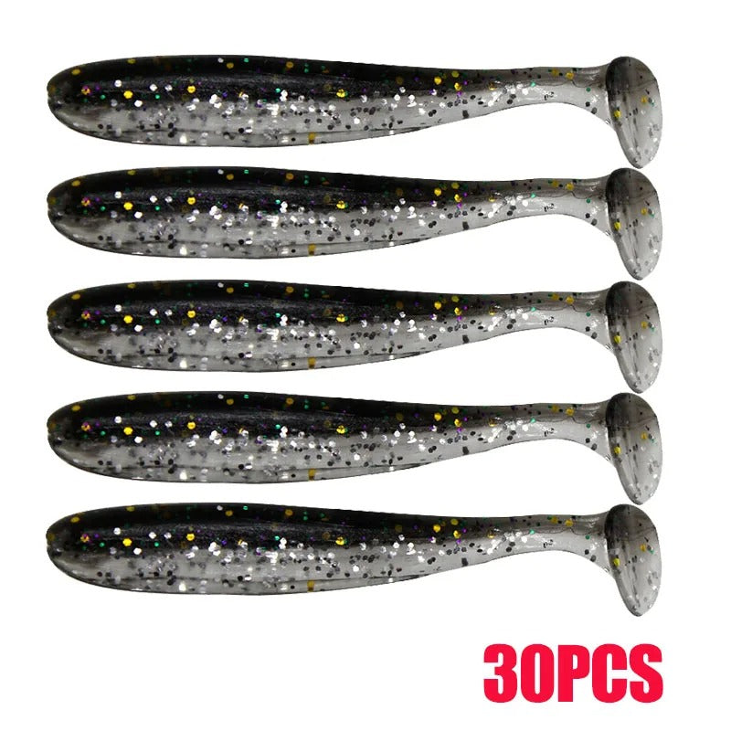 30pcs T Tail 70mm Shad Worm Soft Bait