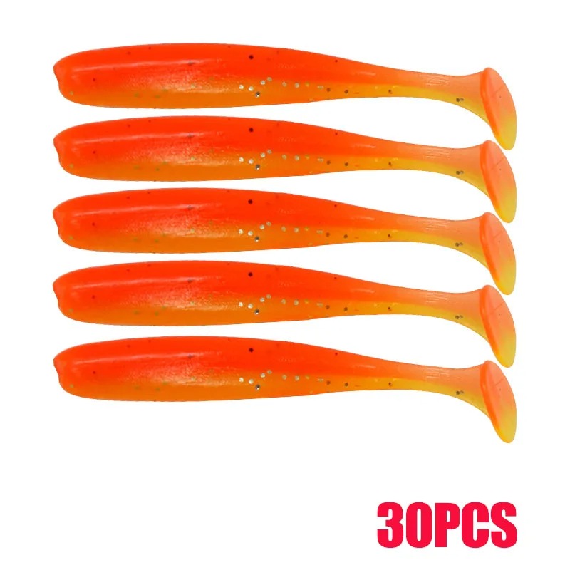 30pcs T Tail 70mm Shad Worm Soft Bait