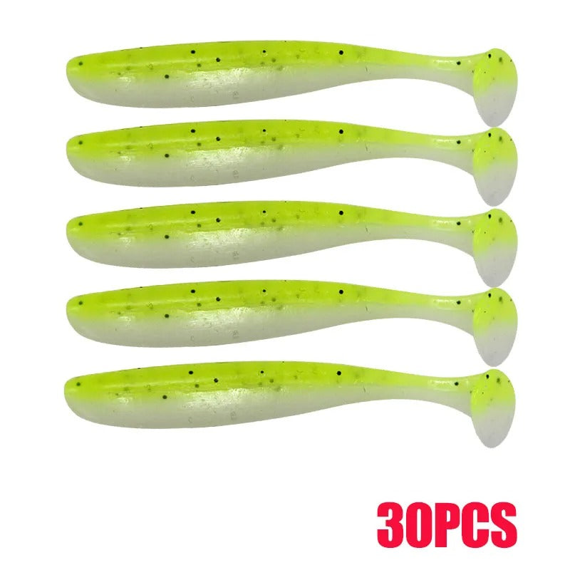 30pcs T Tail 70mm Shad Worm Soft Bait