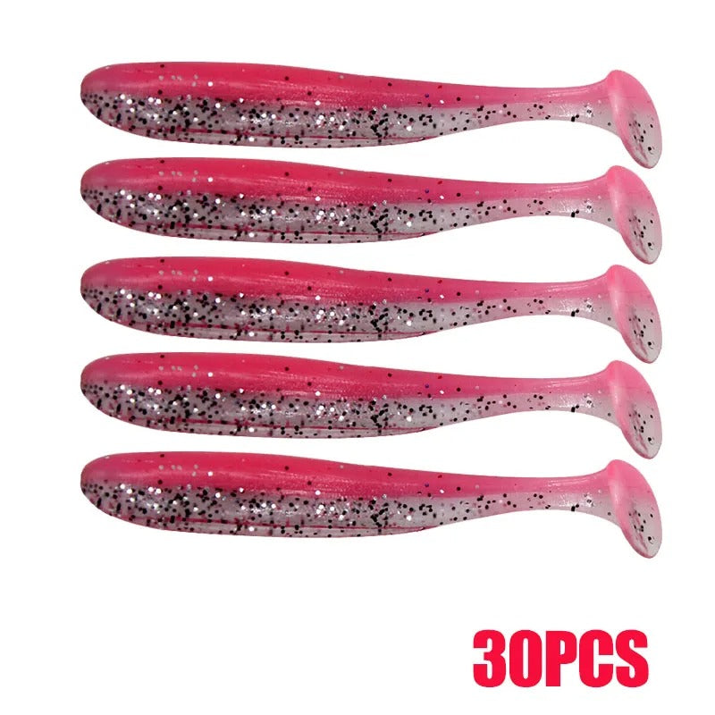 30pcs T Tail 70mm Shad Worm Soft Bait