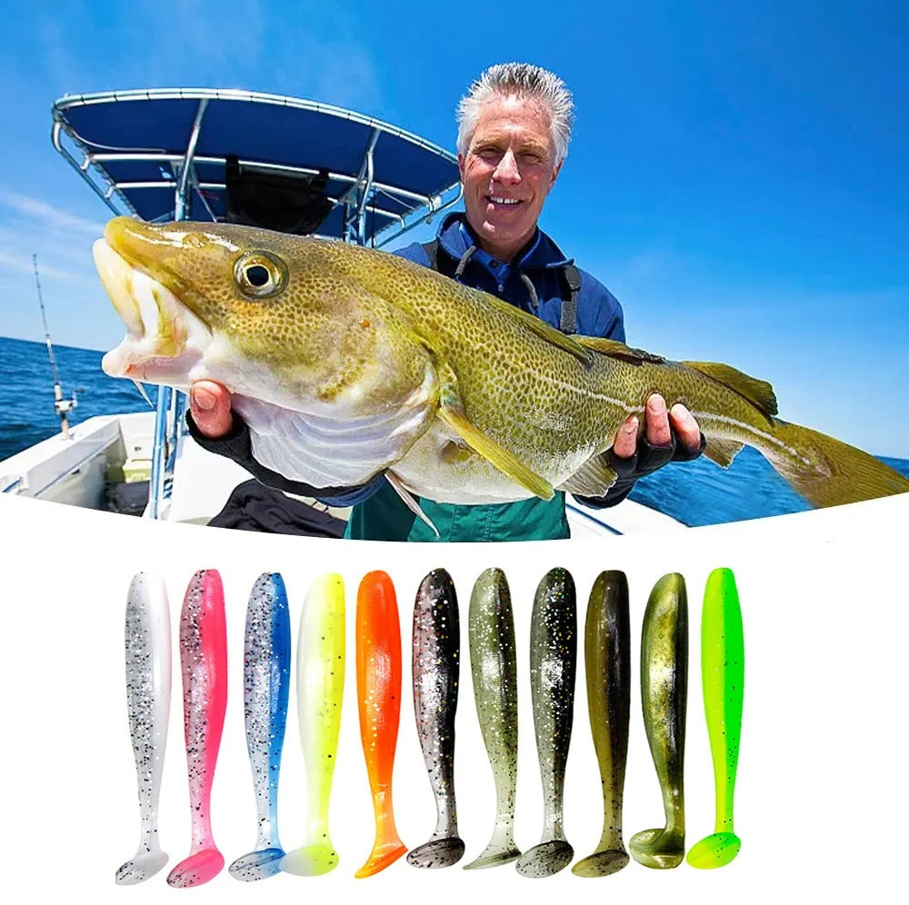 30pcs T Tail 70mm Shad Worm Soft Bait