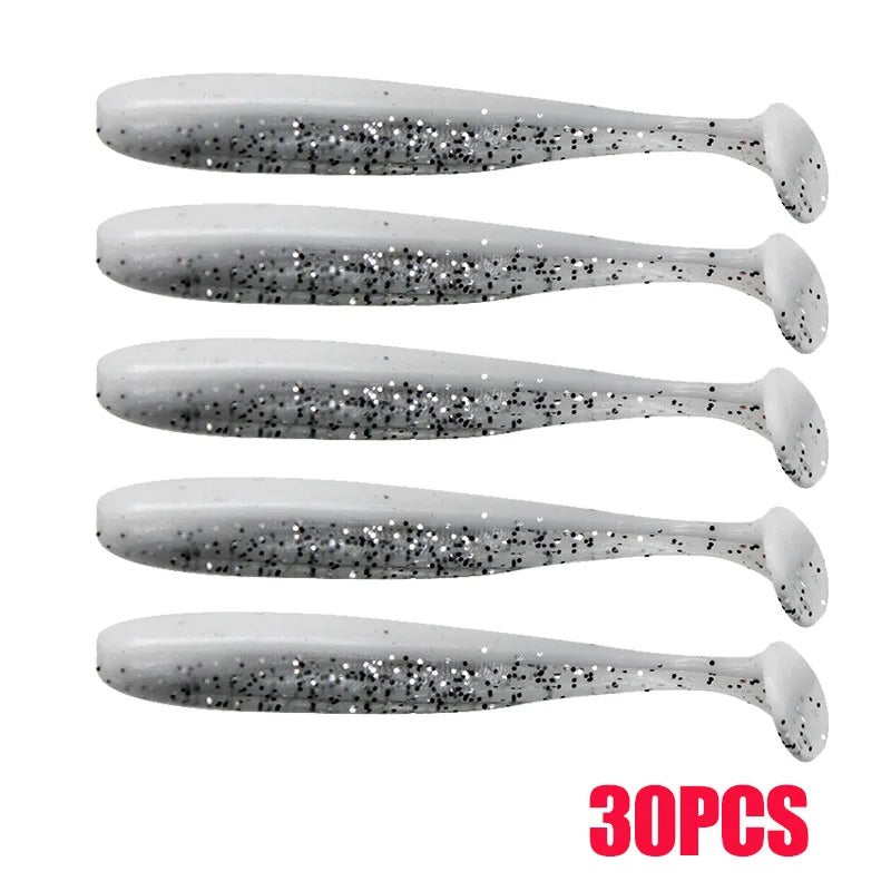 30pcs T Tail 70mm Shad Worm Soft Bait